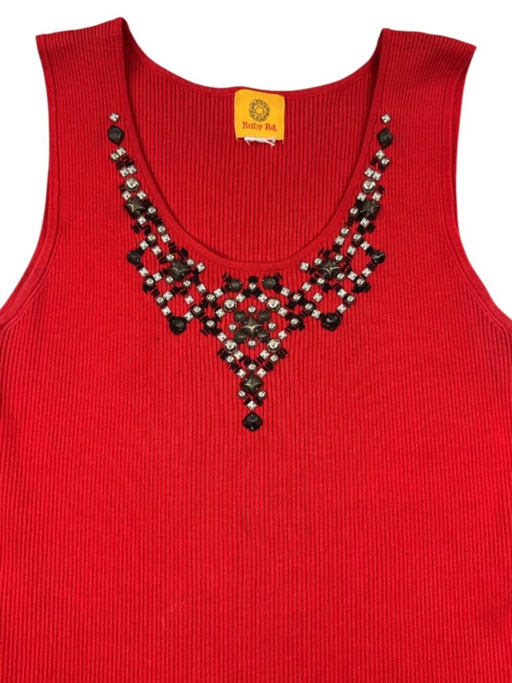Y2K Ruby Rd. Red Ribbed Tank Top - Picture 4 of 9